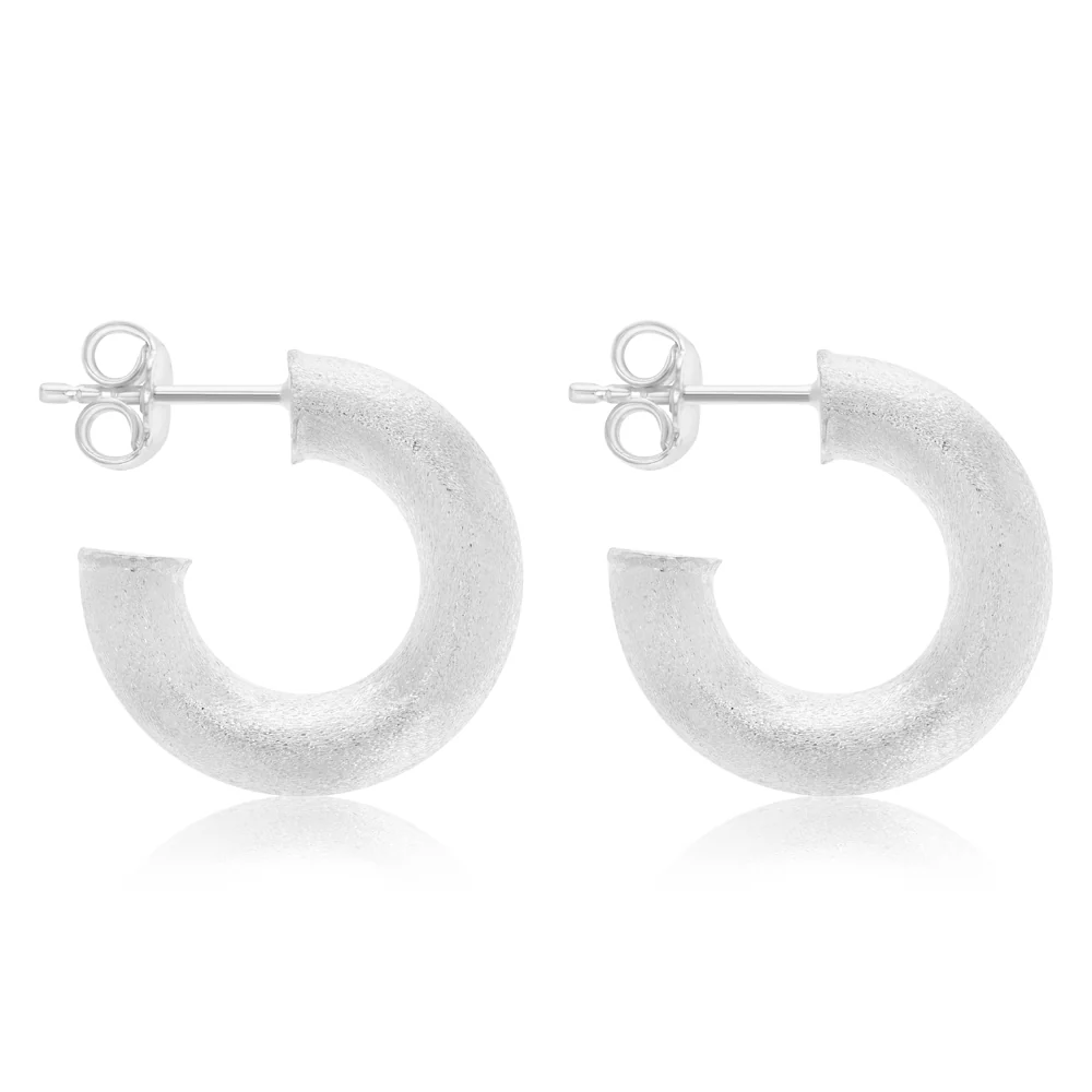 Sterling Silver Tube Hoop Earrings - Image 2