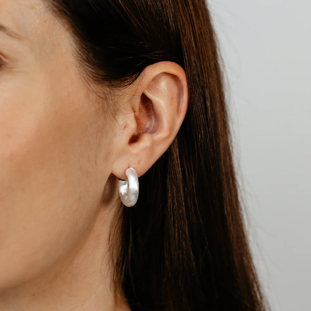 Sterling Silver Tube Hoop Earrings - Image 3