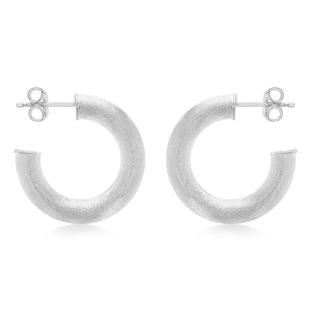 Sterling Silver Tube Hoop Earrings - Image 2