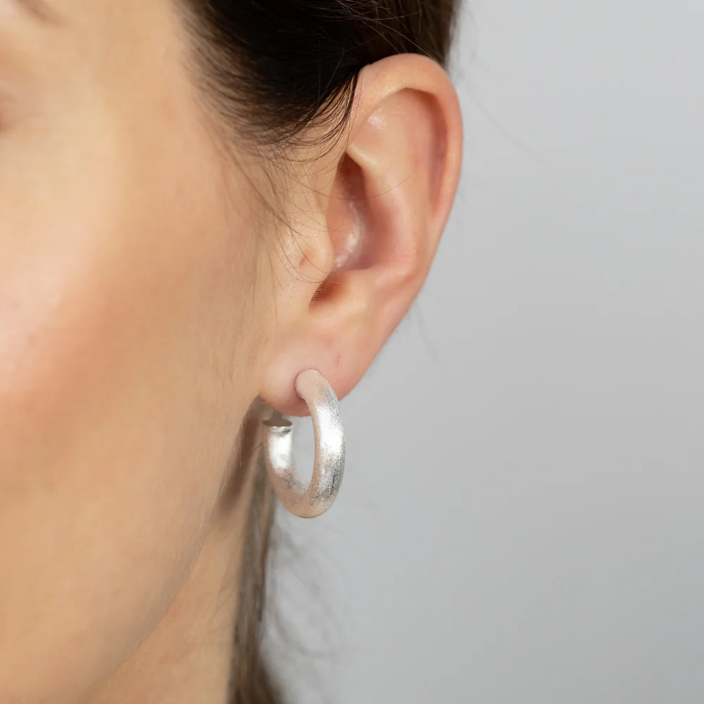Sterling Silver Tube Hoop Earrings - Image 3