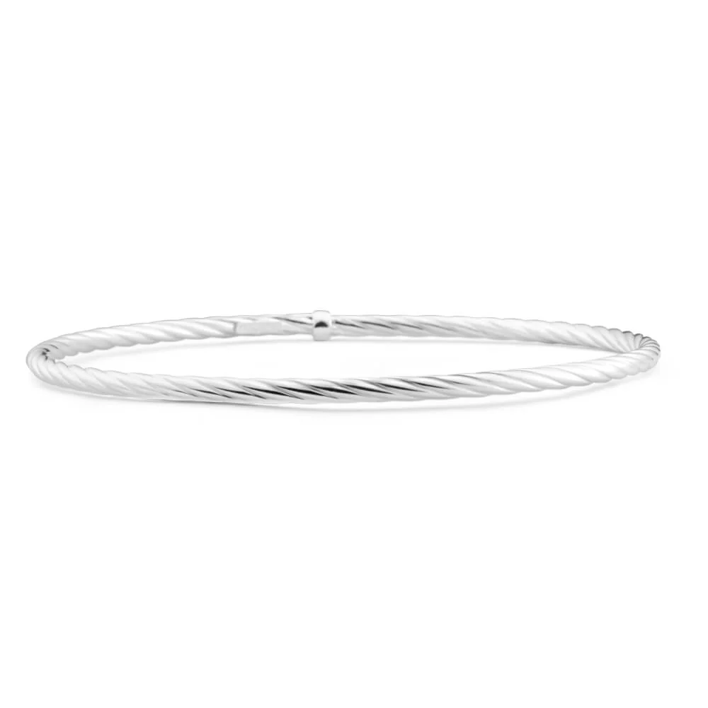 Sterling Silver Twist 65mm Bangle - Image 2