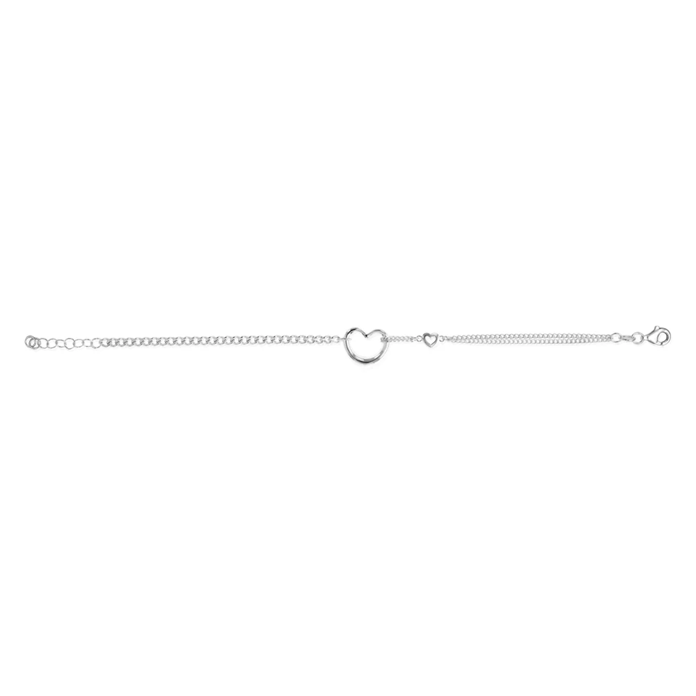 Sterling Silver Two Hearts 17+2cm Bracelet - Image 2