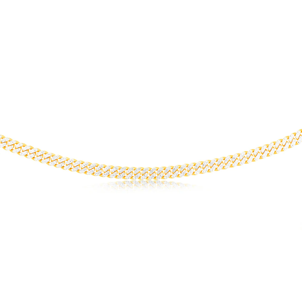 Sterling Silver Two Tone Pave Curb 180 Gauge 50cm Chain - Image 2