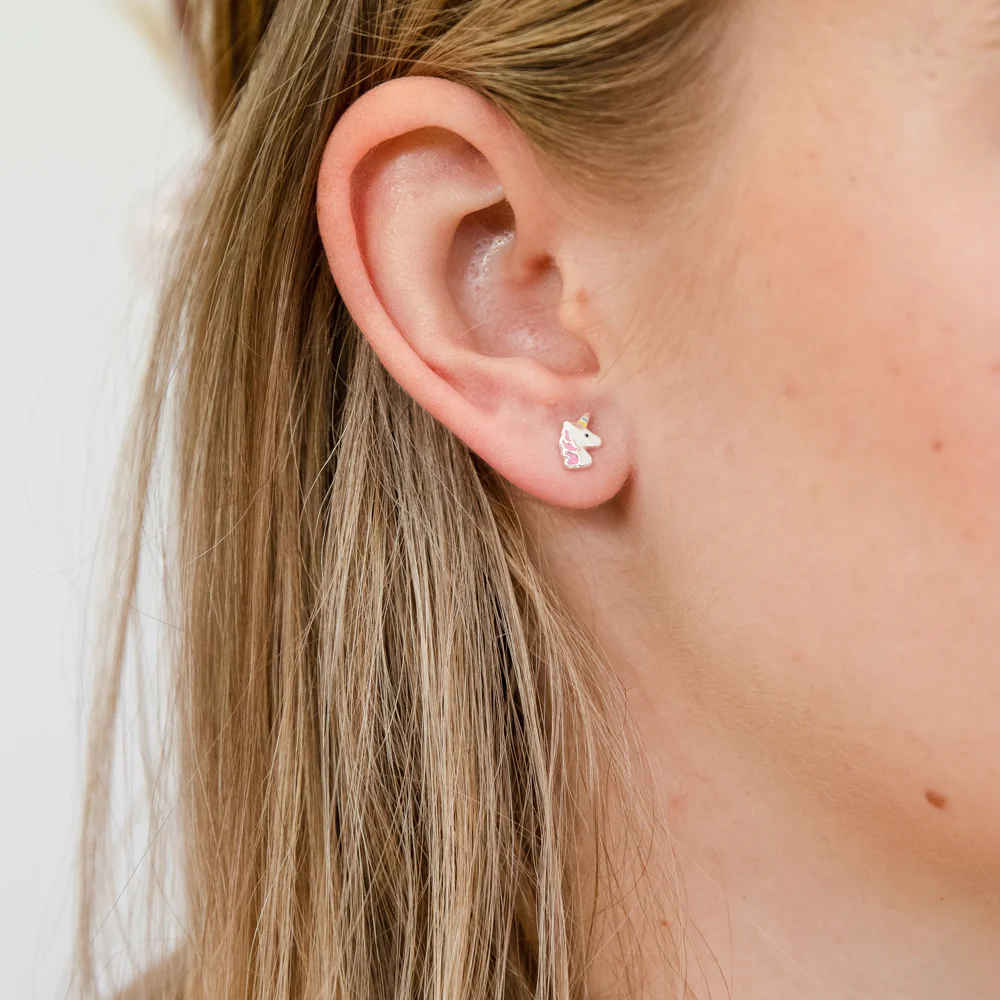 Sterling Silver Unicorn Stud Earrings - Image 2
