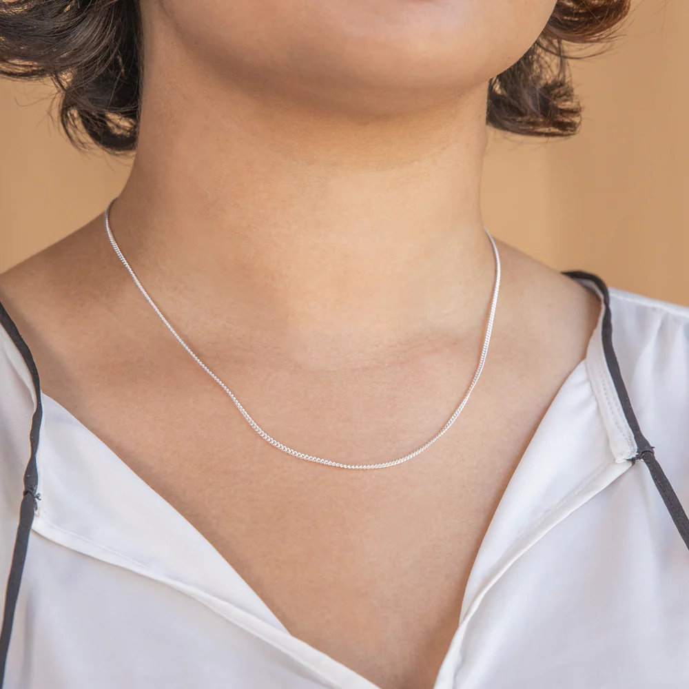 Sterling Silver Unisex Curb 50 Gauge 45cm Chain - Image 3