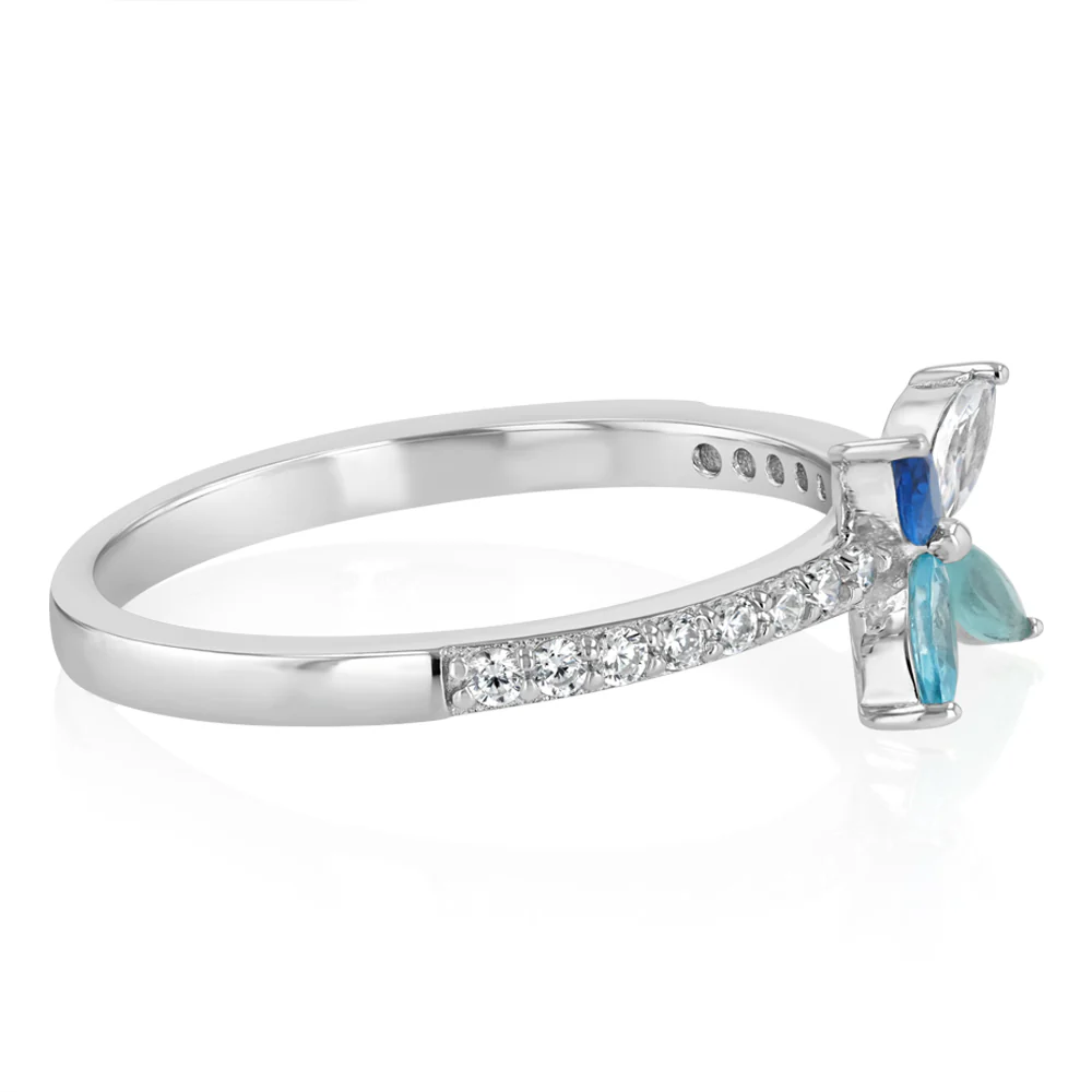 Sterling Silver White And Graduated Blue Cubic Zirconia Ring - Image 2