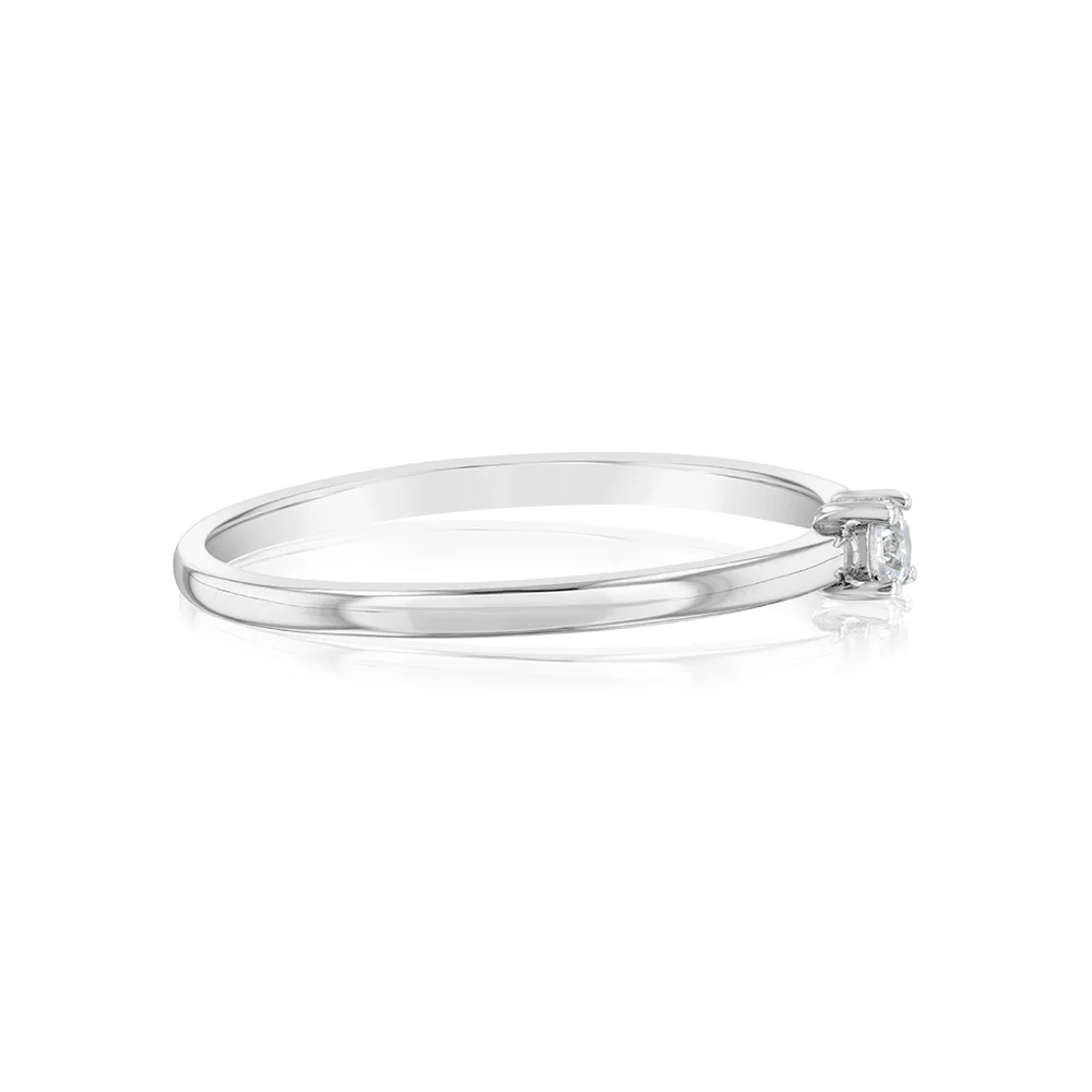 Sterling Silver White Cubic Zirconia 4 Claw Ring - Image 2