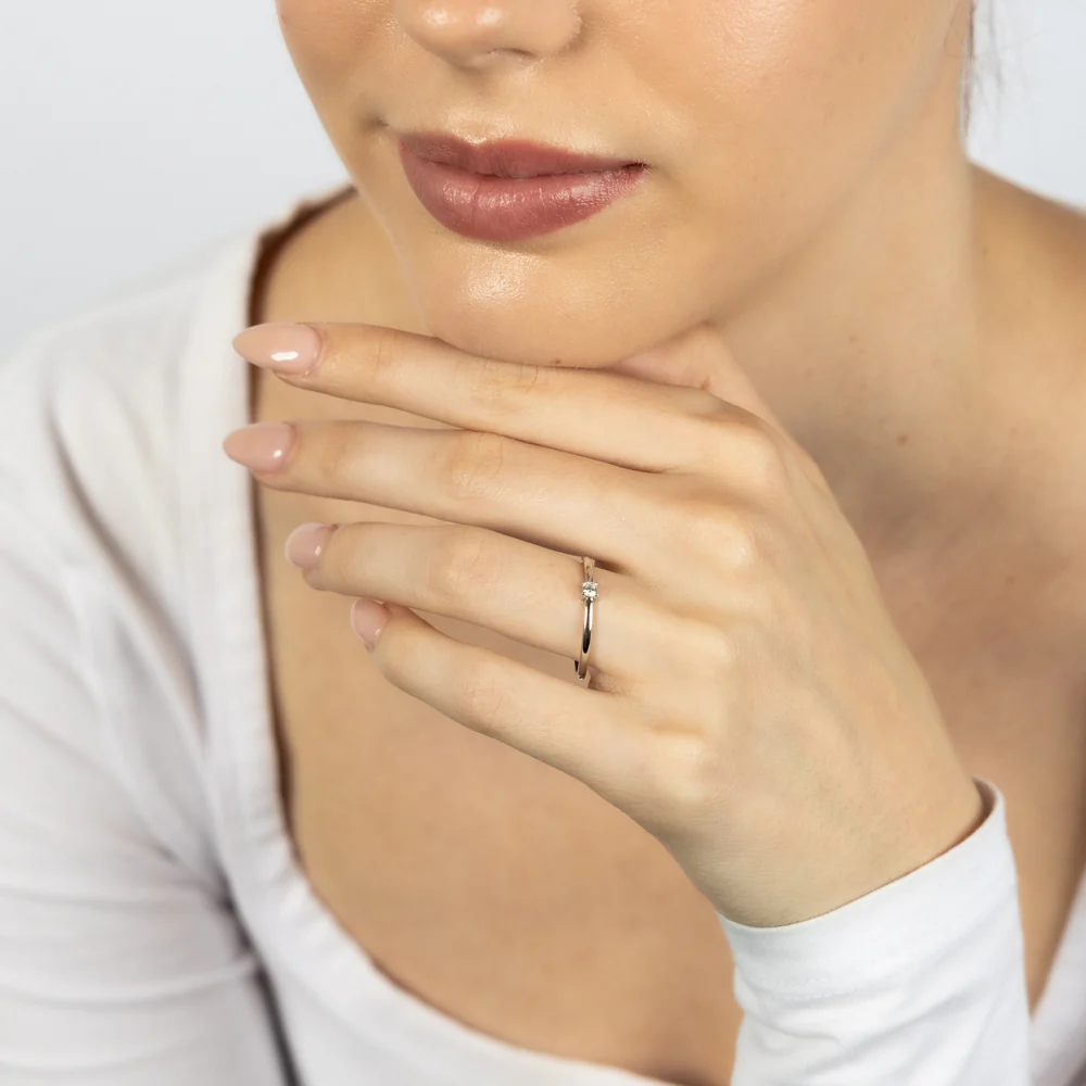 Sterling Silver White Cubic Zirconia 4 Claw Ring - Image 3