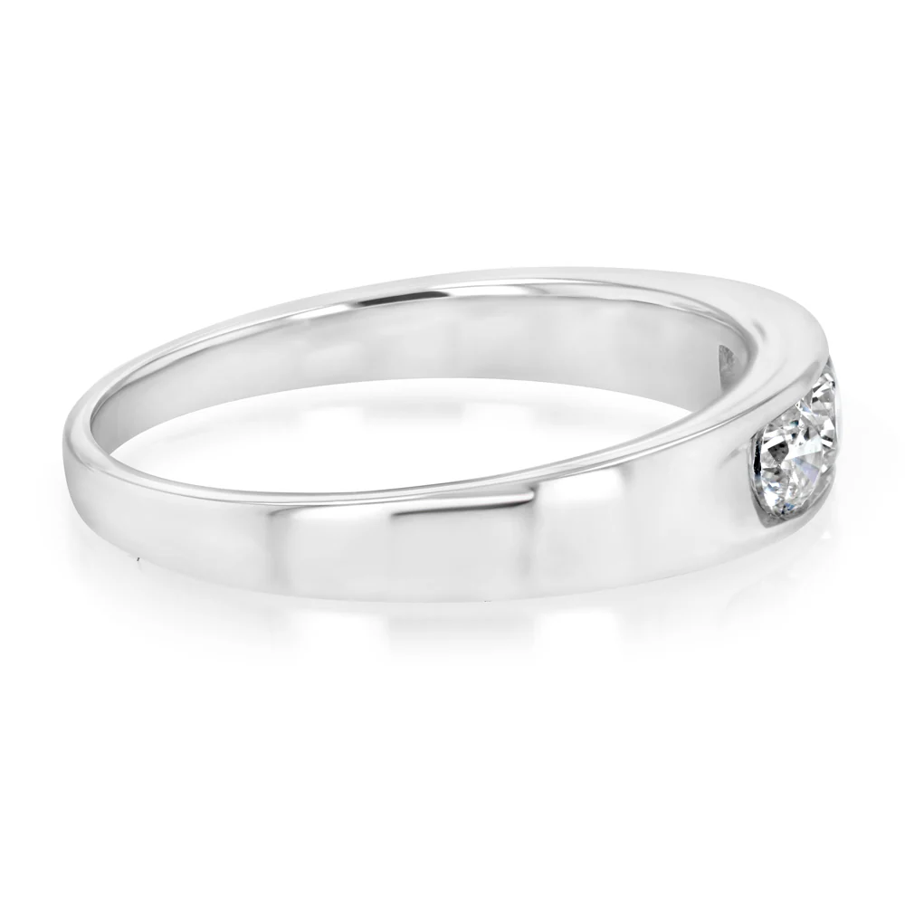 Sterling Silver White Cubic Zirconia Channel Ring - Image 2