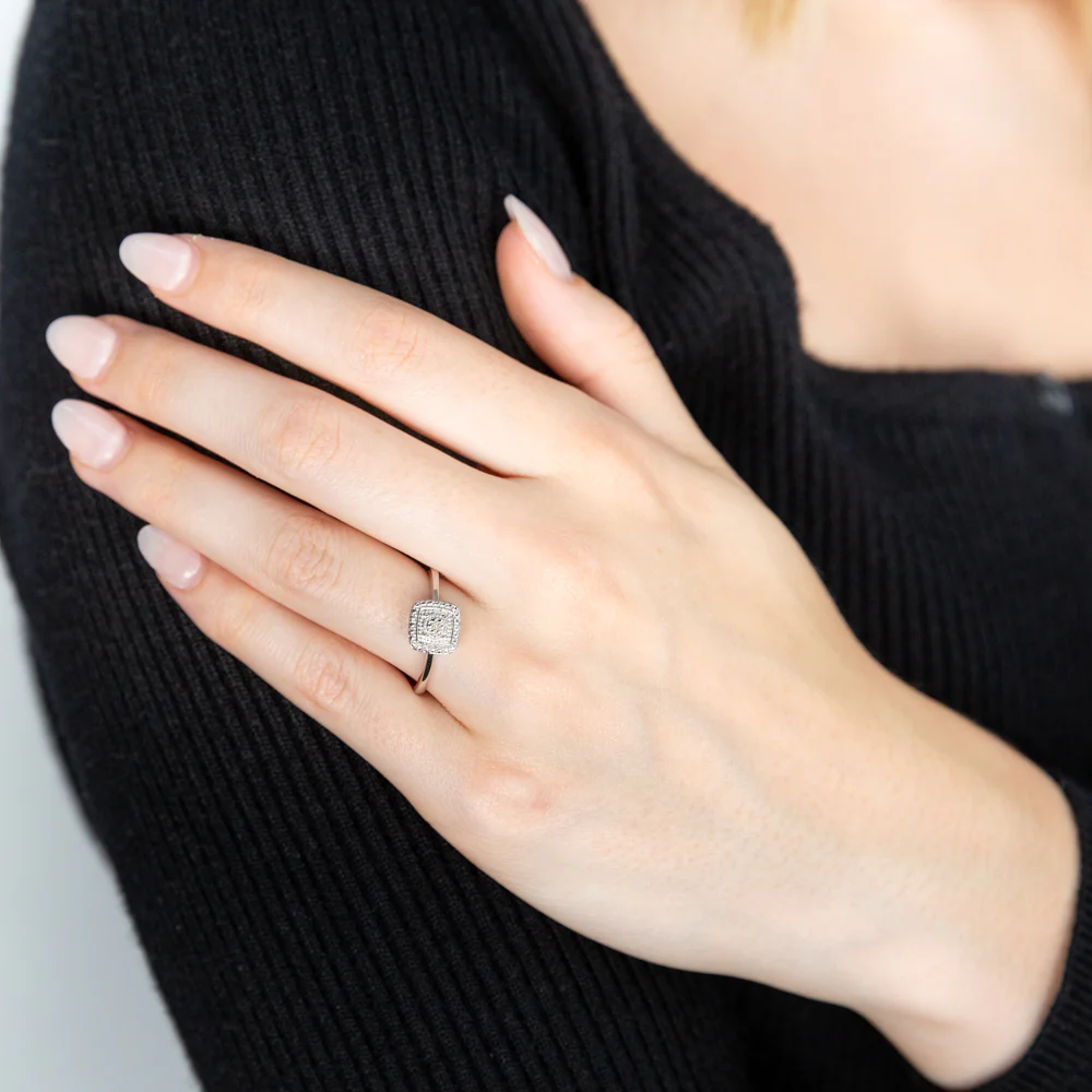 Sterling Silver With Diamond Cushion Shape Ring - Image 2