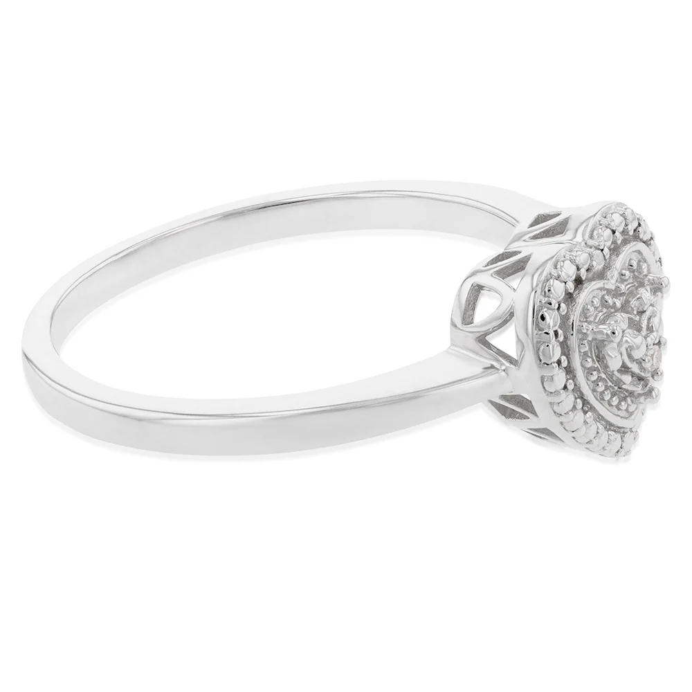 Sterling Silver With Diamond Heart Shape Ring - Image 2