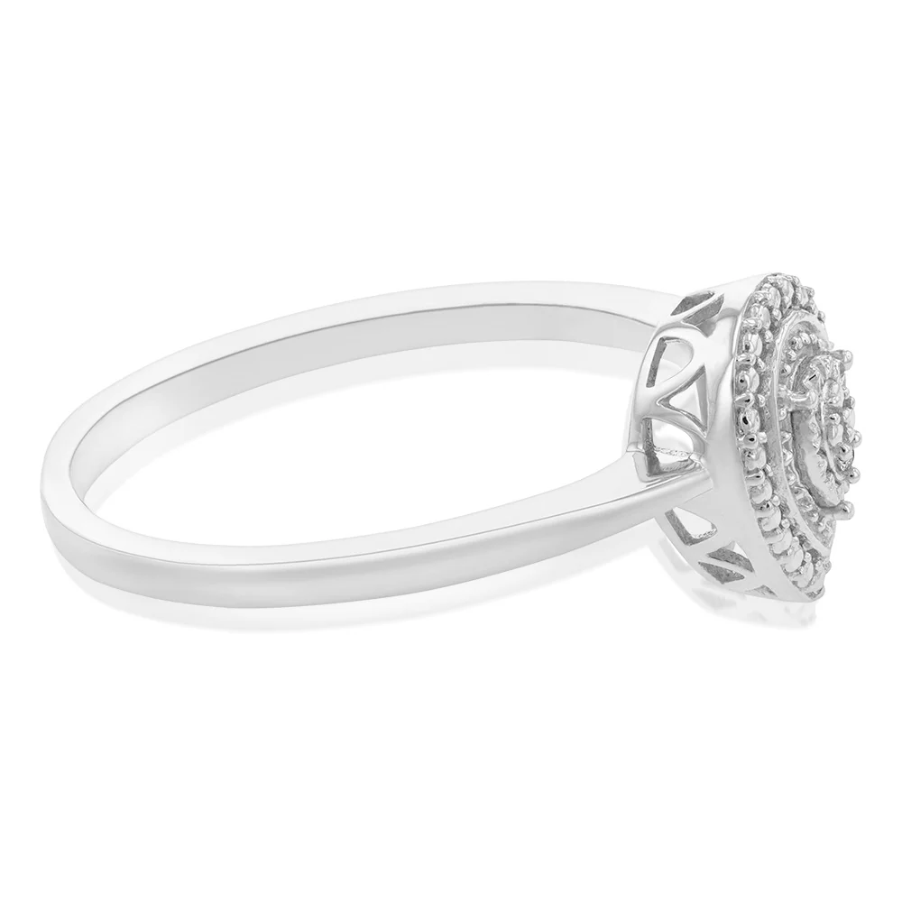 Sterling Silver With Diamond Pear Shape Ring - Image 2