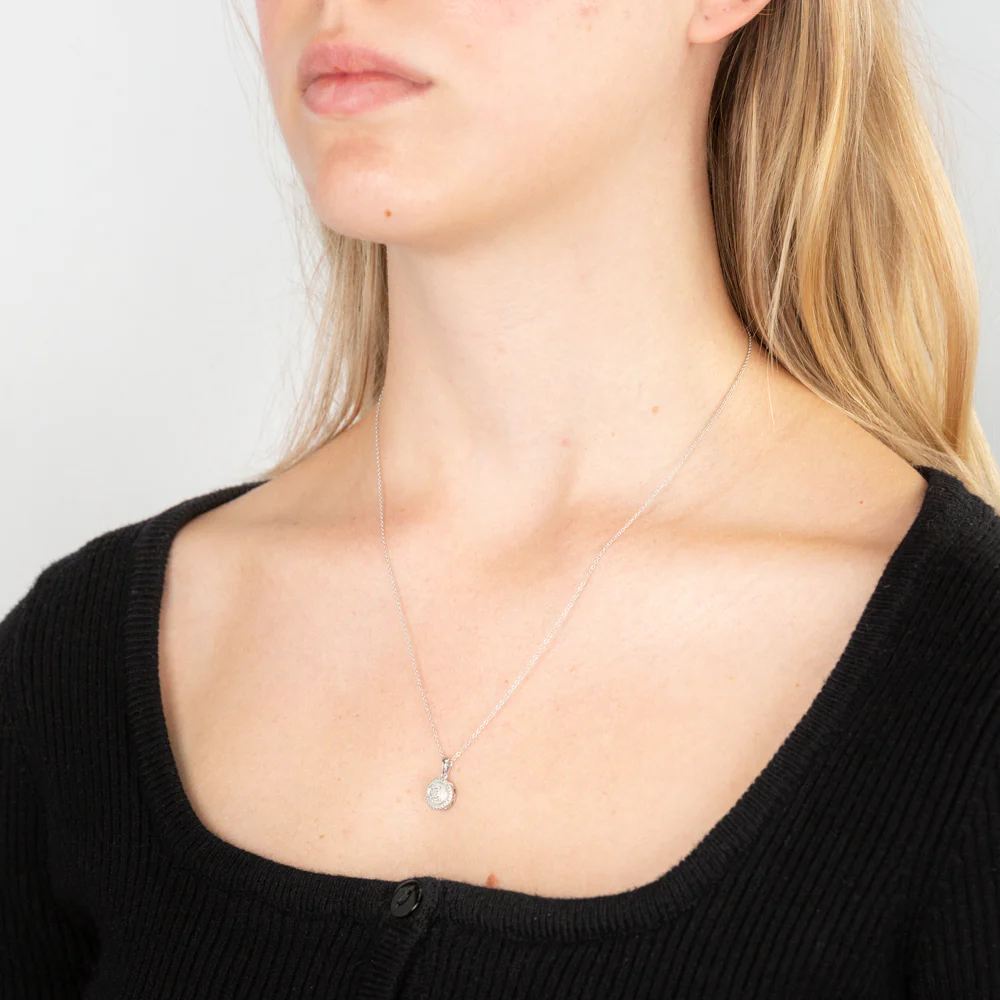 Sterling Silver With Diamond Round Shape Pendant - Image 2