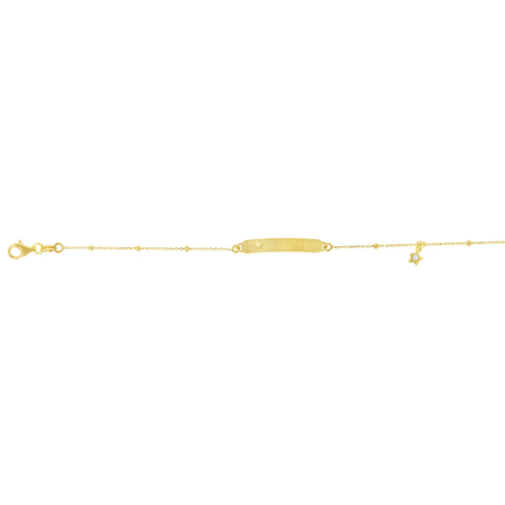 Sterling Silver Yellow Gold Plated Star Patterned ID 19cm Bracelet - Image 2