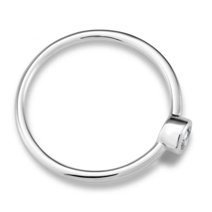 Sterling Silver Zirconia Bezel Solitaire Ring - Image 2