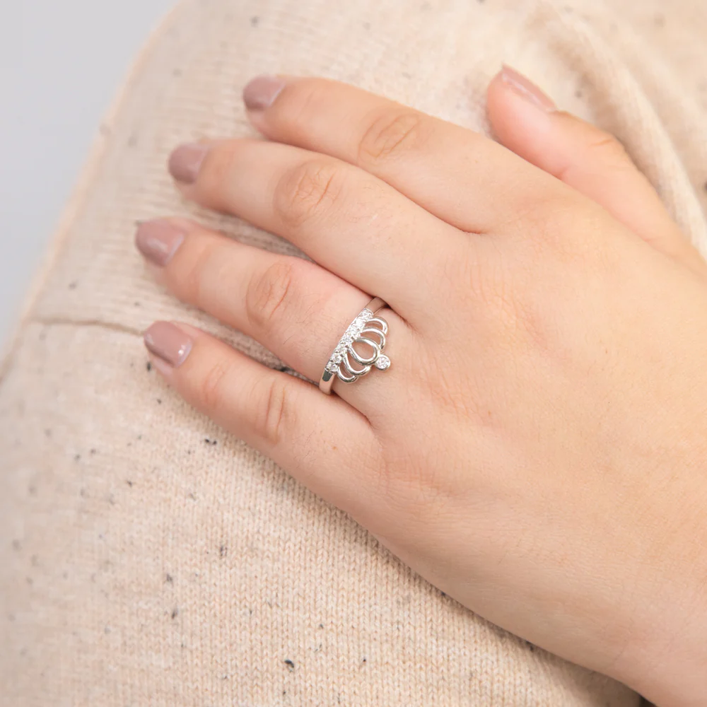 Sterling Silver Zirconia Crown Ring - Image 2