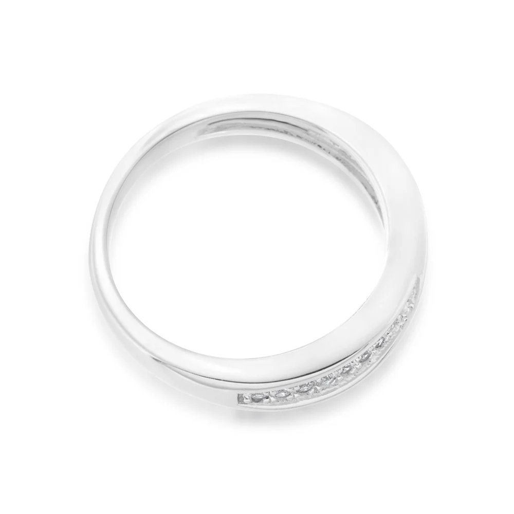 Sterling Silver Zirconia Fancy Crossover Ring - Image 2