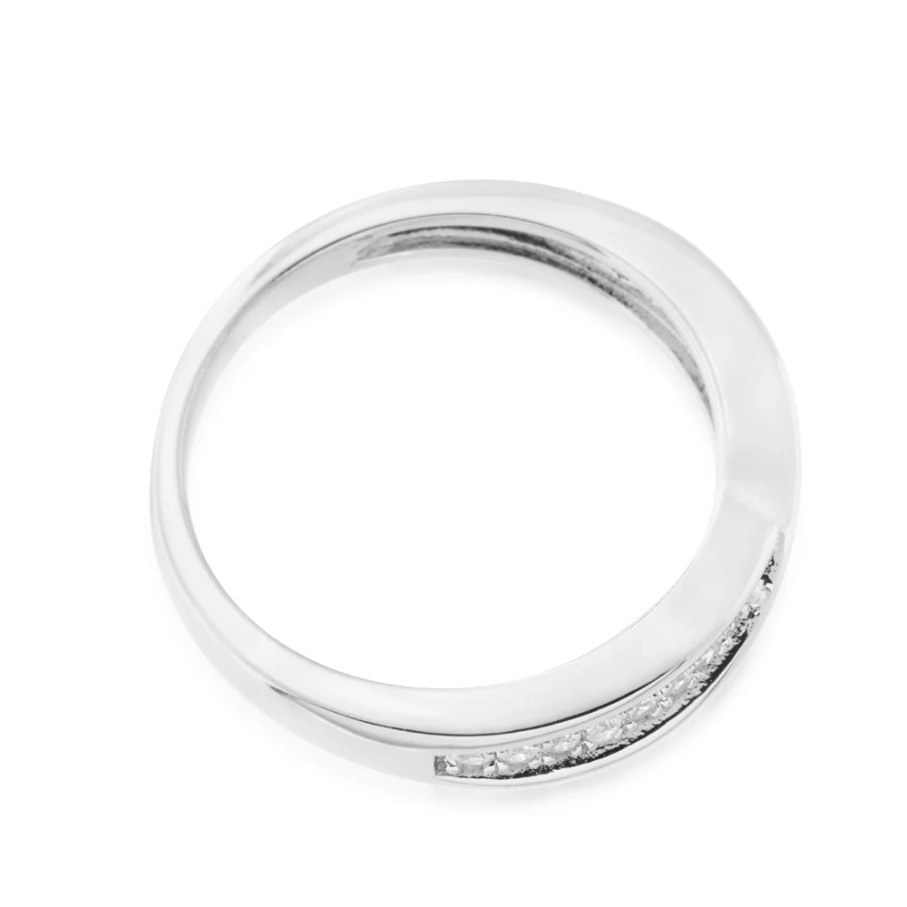 Sterling Silver Zirconia Fancy Crossover Ring - Image 4