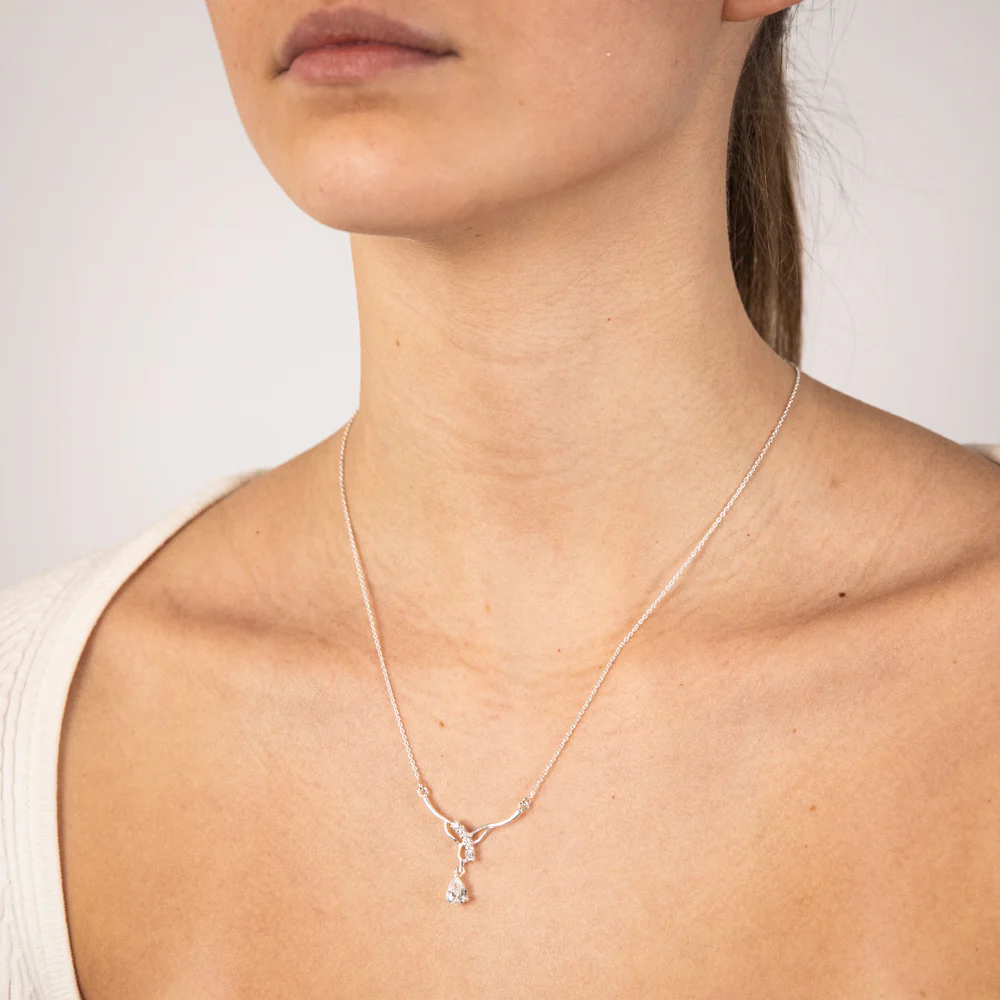 Sterling Silver Zirconia Fancy Pendant On Chain - Image 2