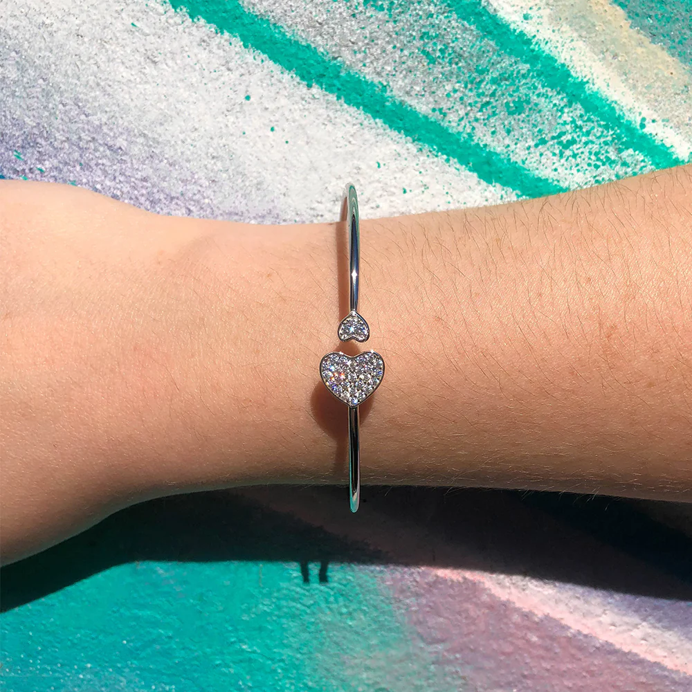Sterling Silver Zirconia Flexible Torque Bangle - Image 2