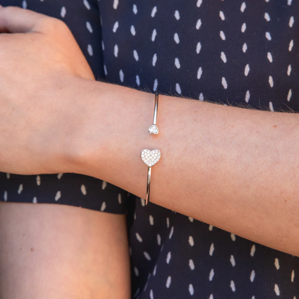 Sterling Silver Zirconia Flexible Torque Bangle - Image 3