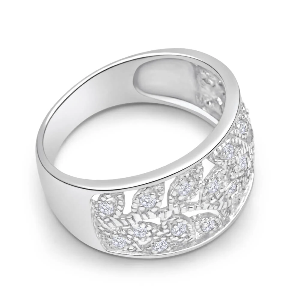 Sterling Silver Zirconia Pattern Ring - Image 2