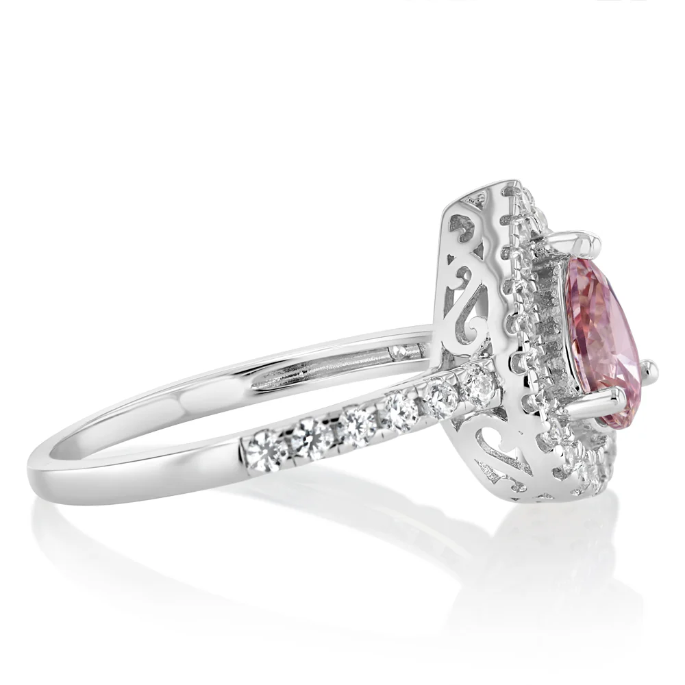 Sterling Silver Zirconia Pear Ring - Image 2