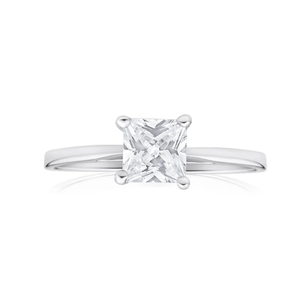 Sterling Silver Zirconia Princess Stud Pendant and Ring Jewellery Set - Image 4