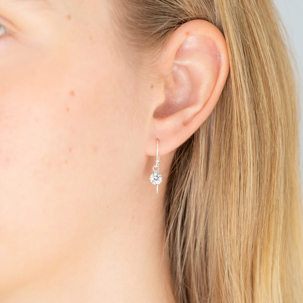 Sterling Silver Zirconia Round Drop Earrings - Image 2