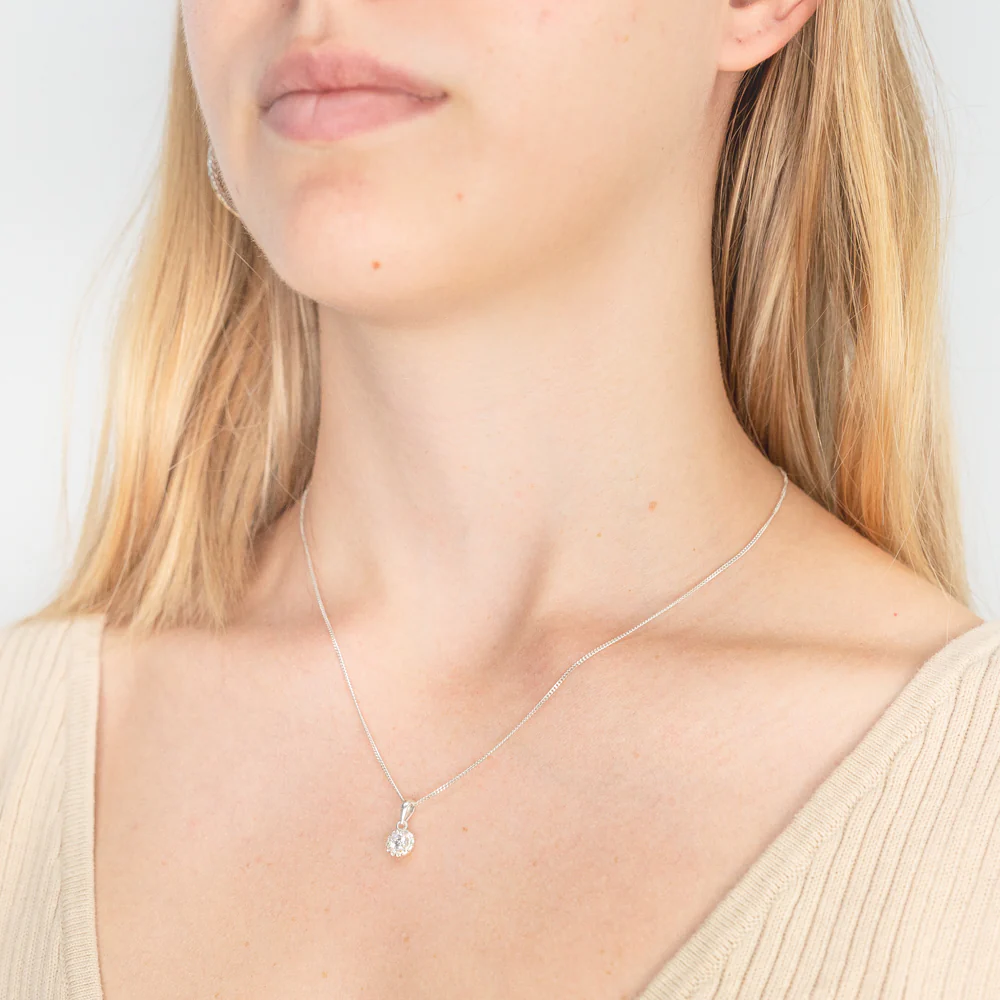 Sterling Silver Zirconia Round Pendant - Image 2