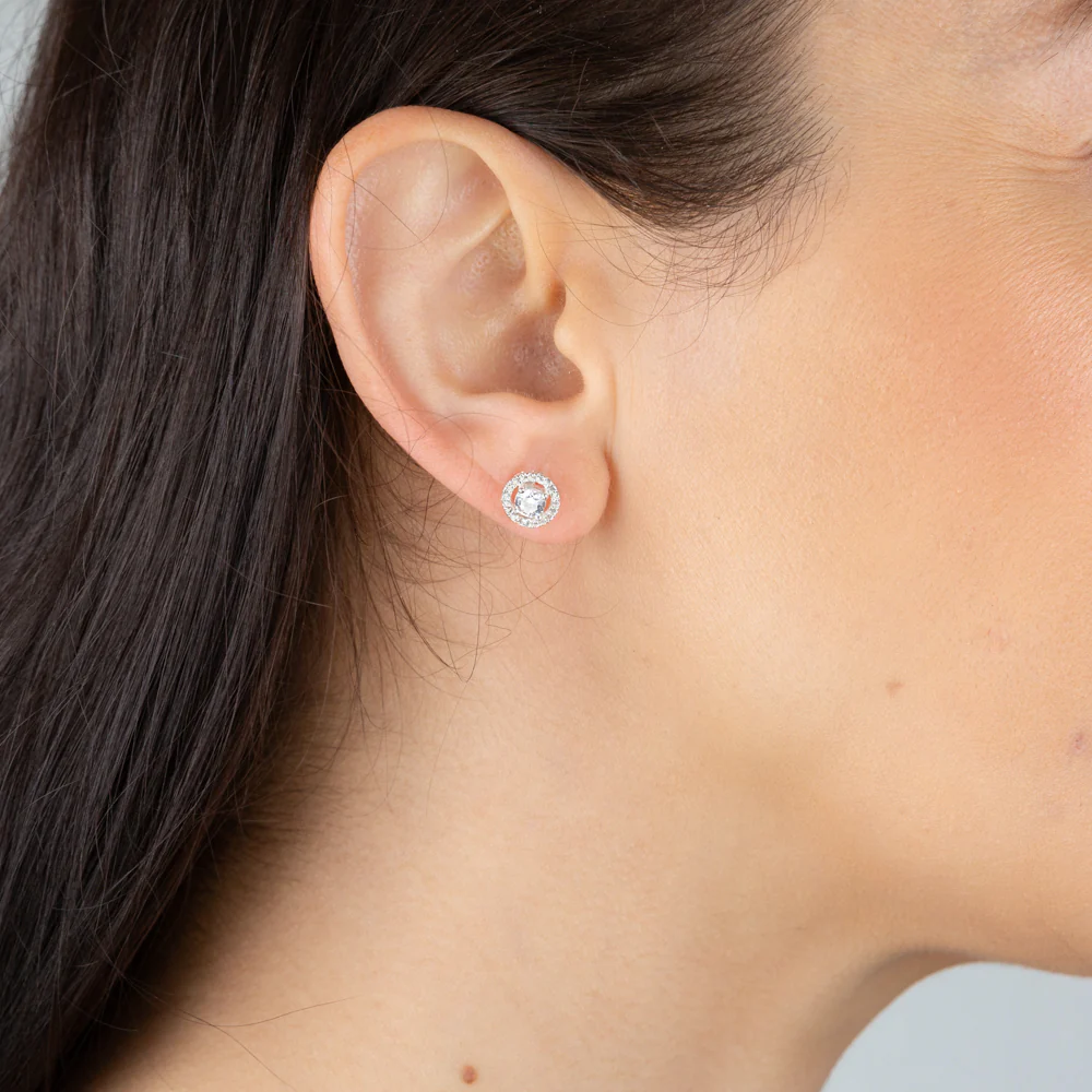 Sterling Silver Zirconia Round Pendant and Stud Earring Set - chain not included - Image 3