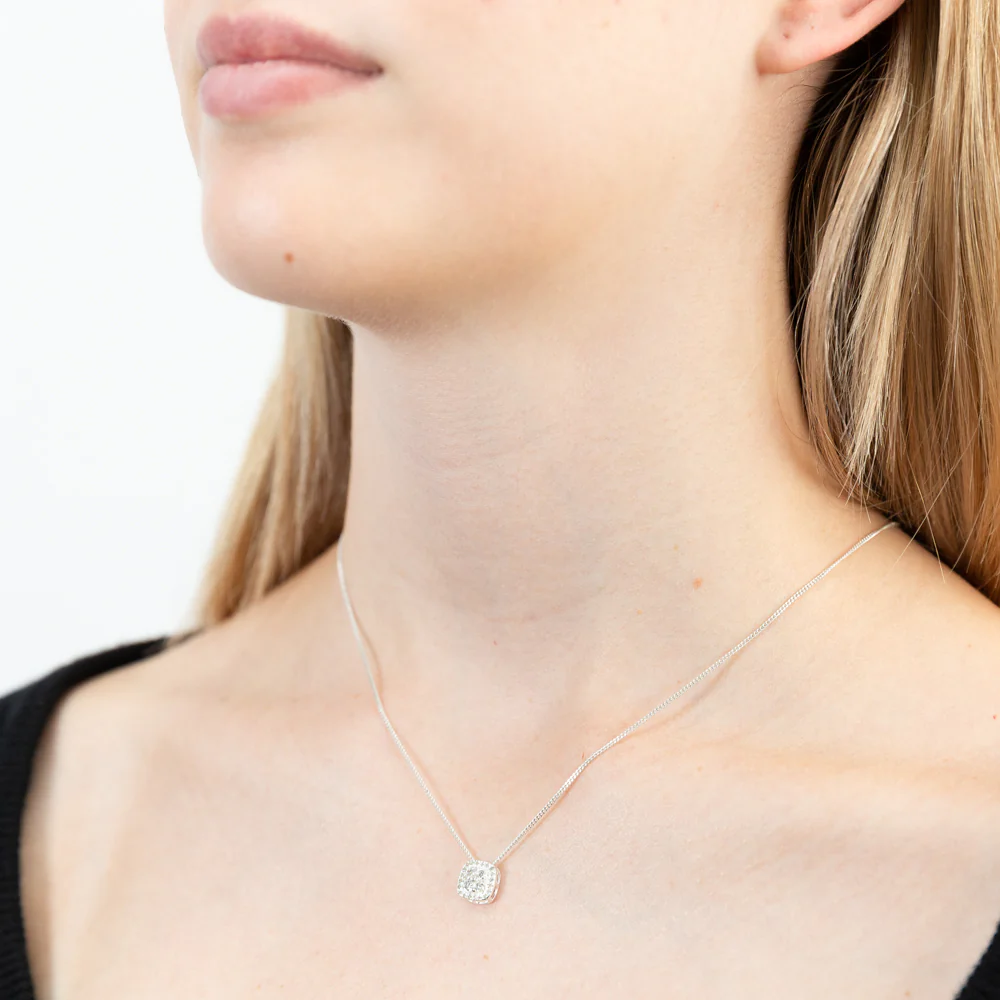 Sterling Silver Zirconia Square Fancy Pendant - Image 2