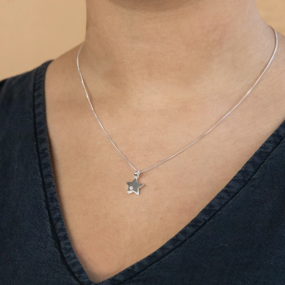 Sterling Silver Zirconia Star Pendant - Image 2