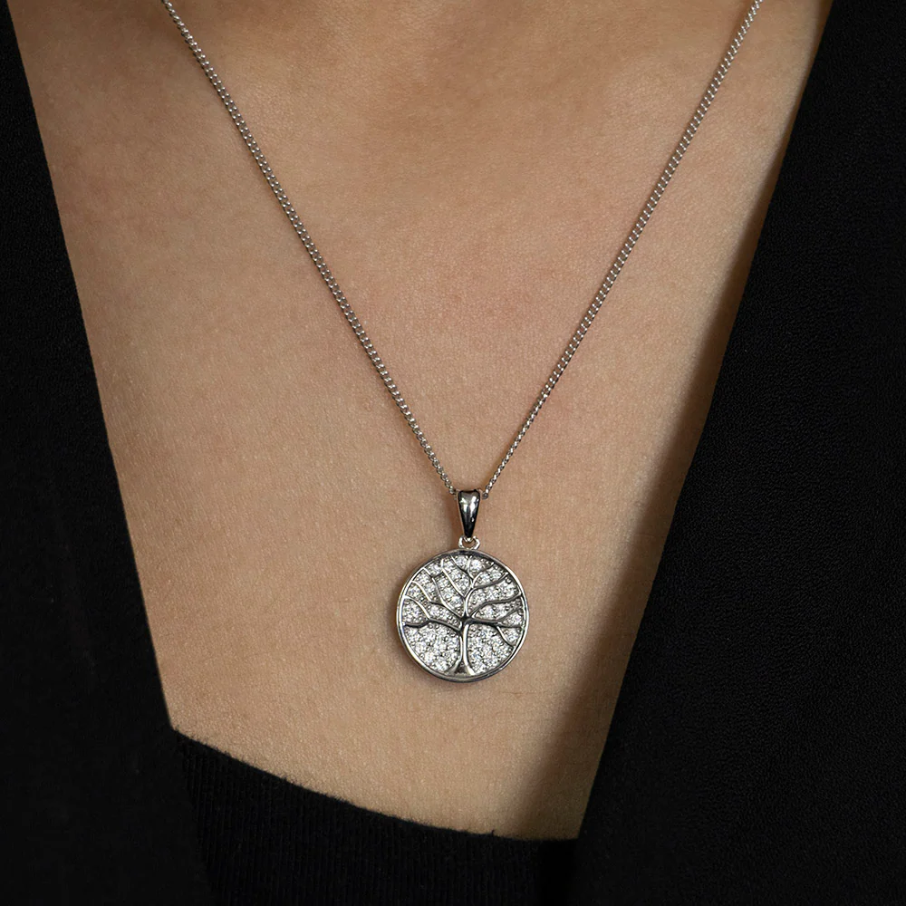 Sterling Silver Zirconia Tree of Life Pendant - Image 2