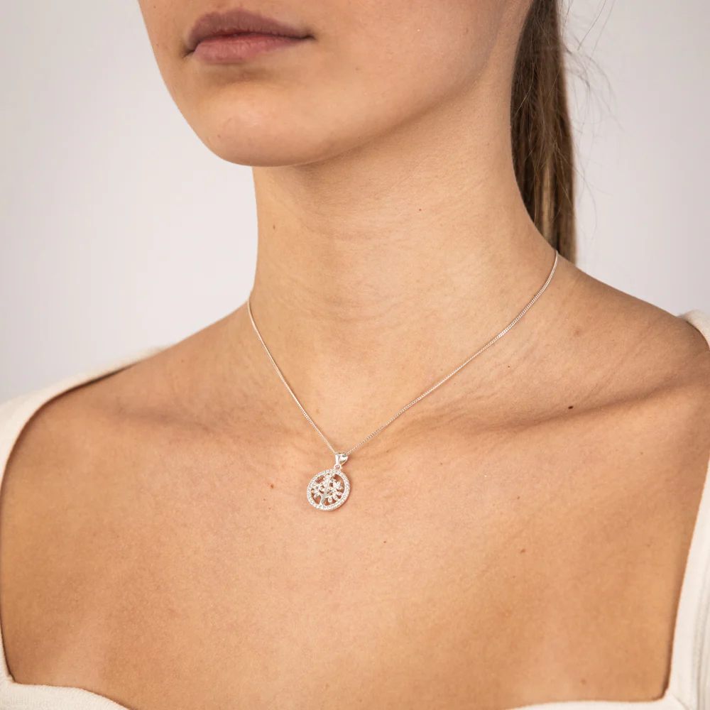 Sterling Silver Zirconia Tree Of Life Pendant - Image 2