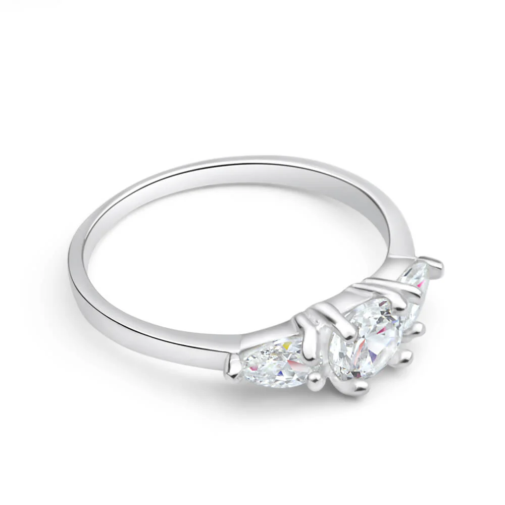 Sterling Silver Zirconia Trilogy Ring - Image 2