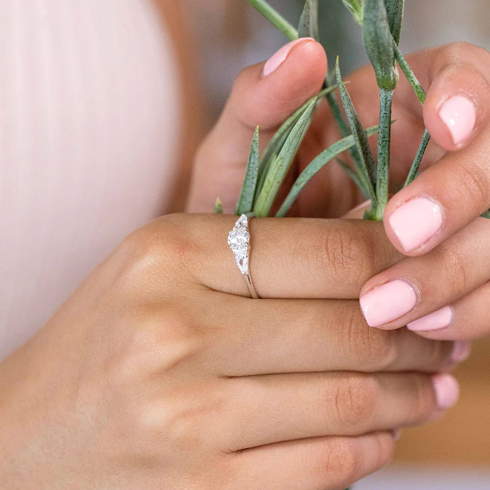 Sterling Silver Zirconia Trilogy Ring - Image 3