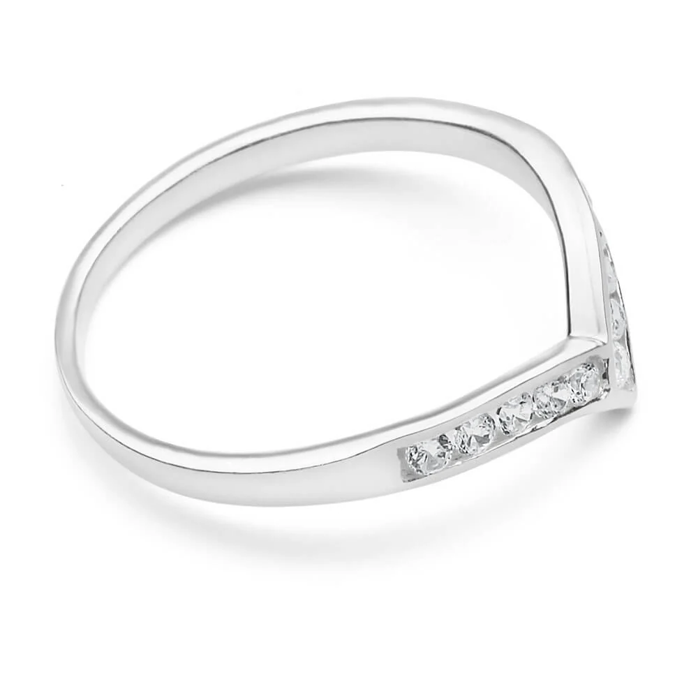 Sterling Silver Zirconia Wishbone Ring - Image 2
