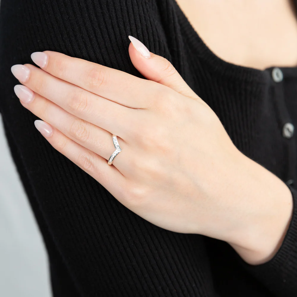 Sterling Silver Zirconia Wishbone Ring - Image 3