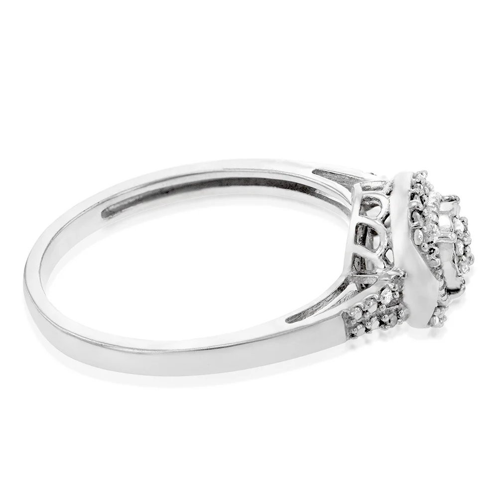Sterling Silver1/3 Carat Diamond Pendant Earring and Ring Set Chain Included N1/2 - Image 3