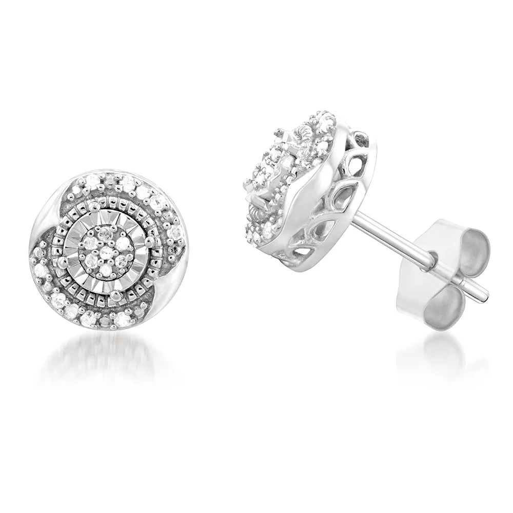 Sterling Silver1/3 Carat Diamond Pendant Earring and Ring Set Chain Included N1/2 - Image 4