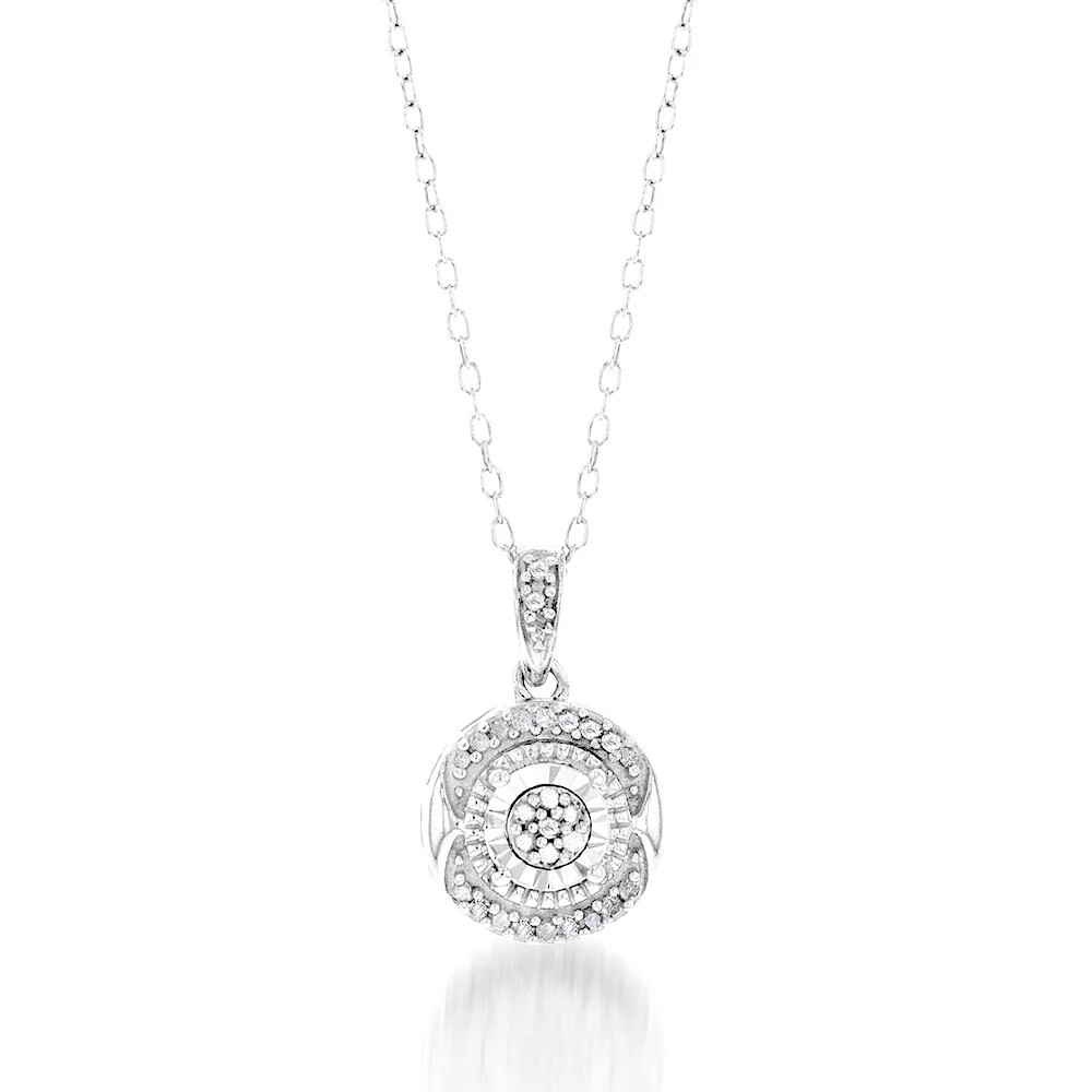 Sterling Silver1/3 Carat Diamond Pendant Earring and Ring Set Chain Included N1/2 - Image 5