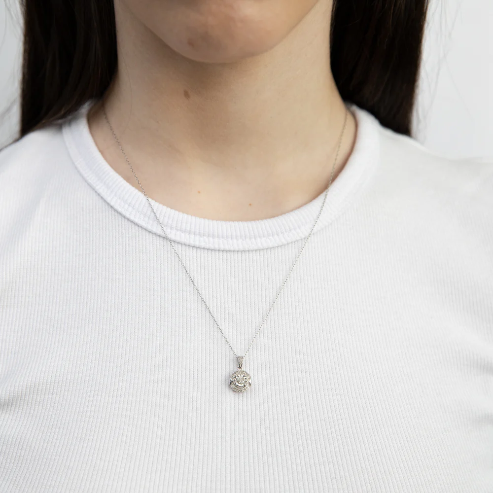 Sterling Silver1/3 Carat Diamond Pendant Earring and Ring Set Chain Included N1/2 - Image 7