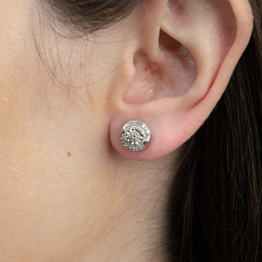 Sterling Silver1/3 Carat Diamond Pendant Earring and Ring Set Chain Included N1/2 - Image 8