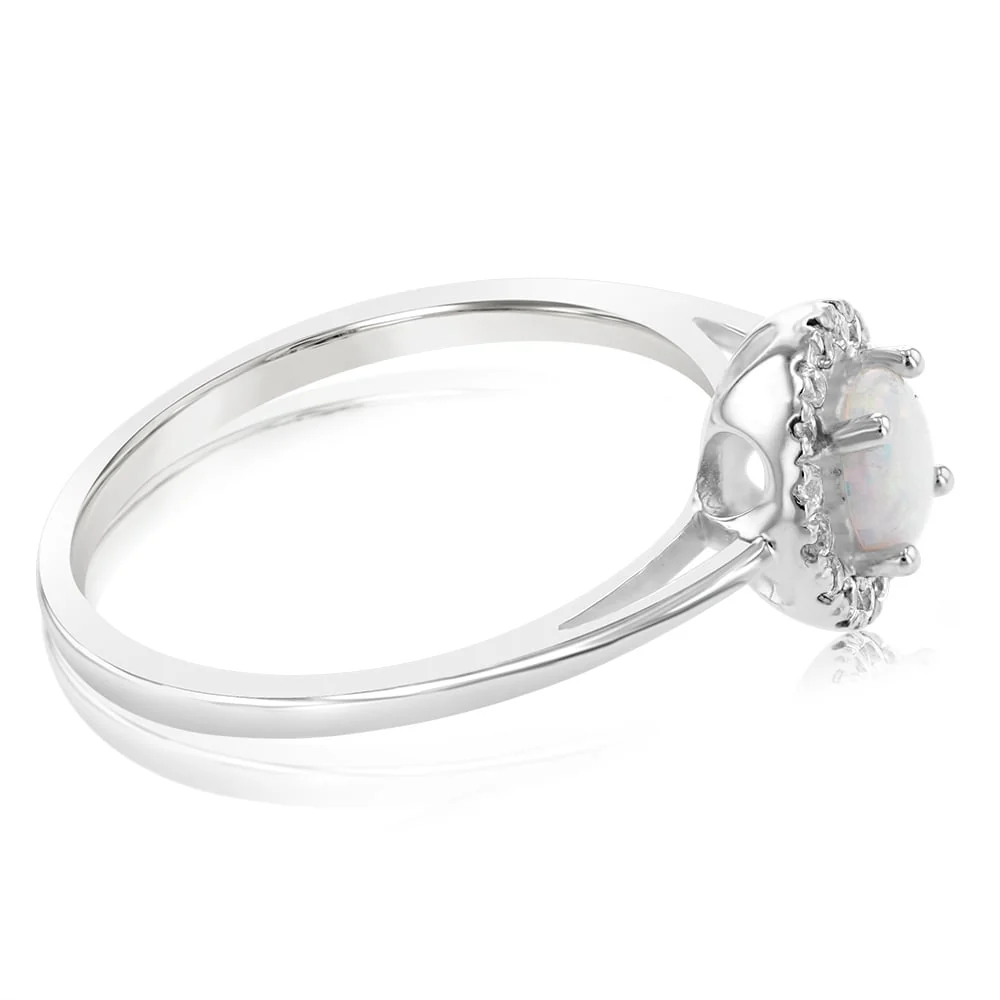 Sterlling Silver Cubic Zirconia And Created Opal Ring - Image 2