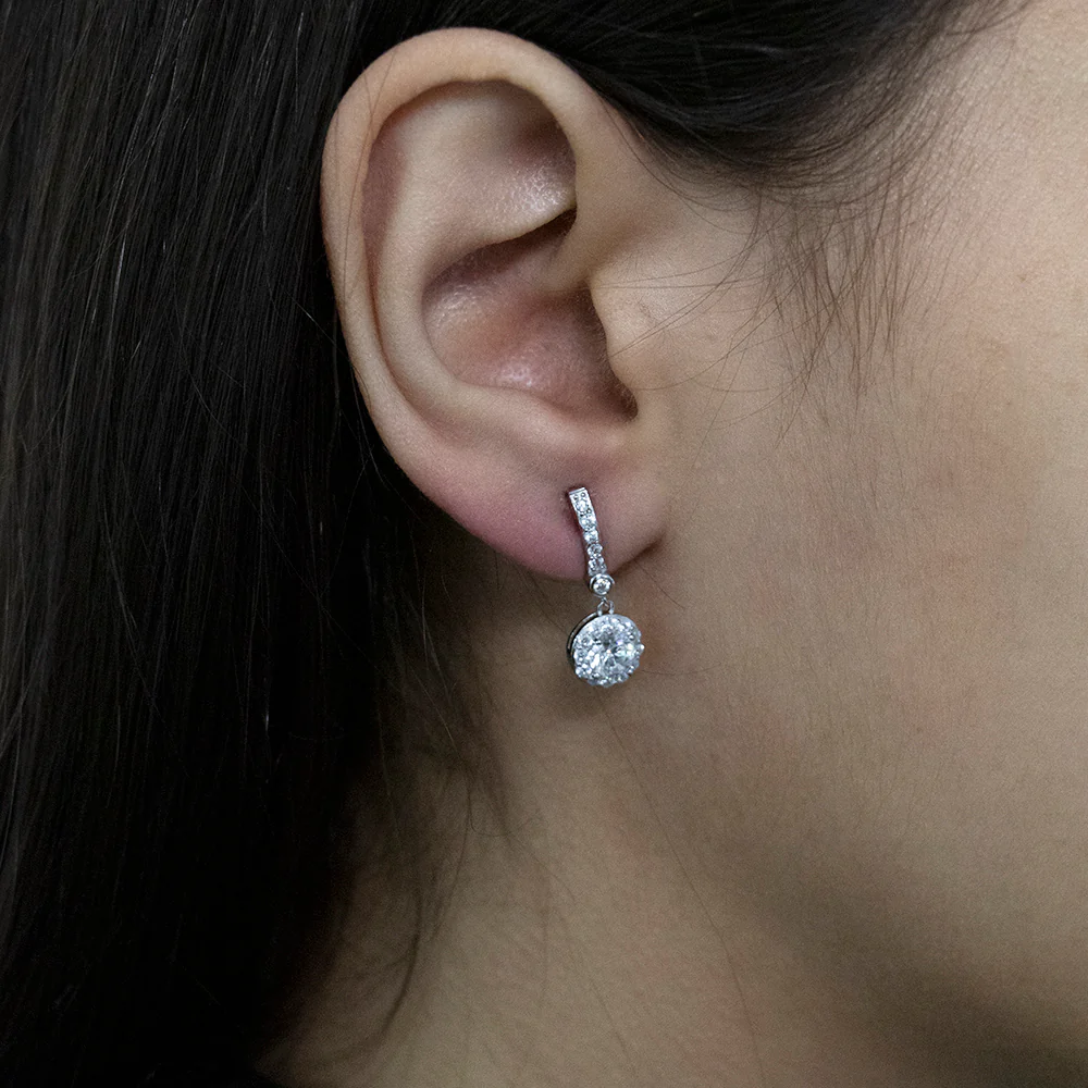 Streling Silver Cubic Zirconia Drop Earrings - Image 2