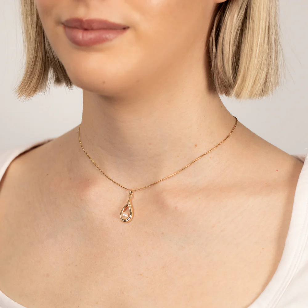 Tear Drop Pearl(5mm) Pendant in 9ct Yellow Gold - Image 2