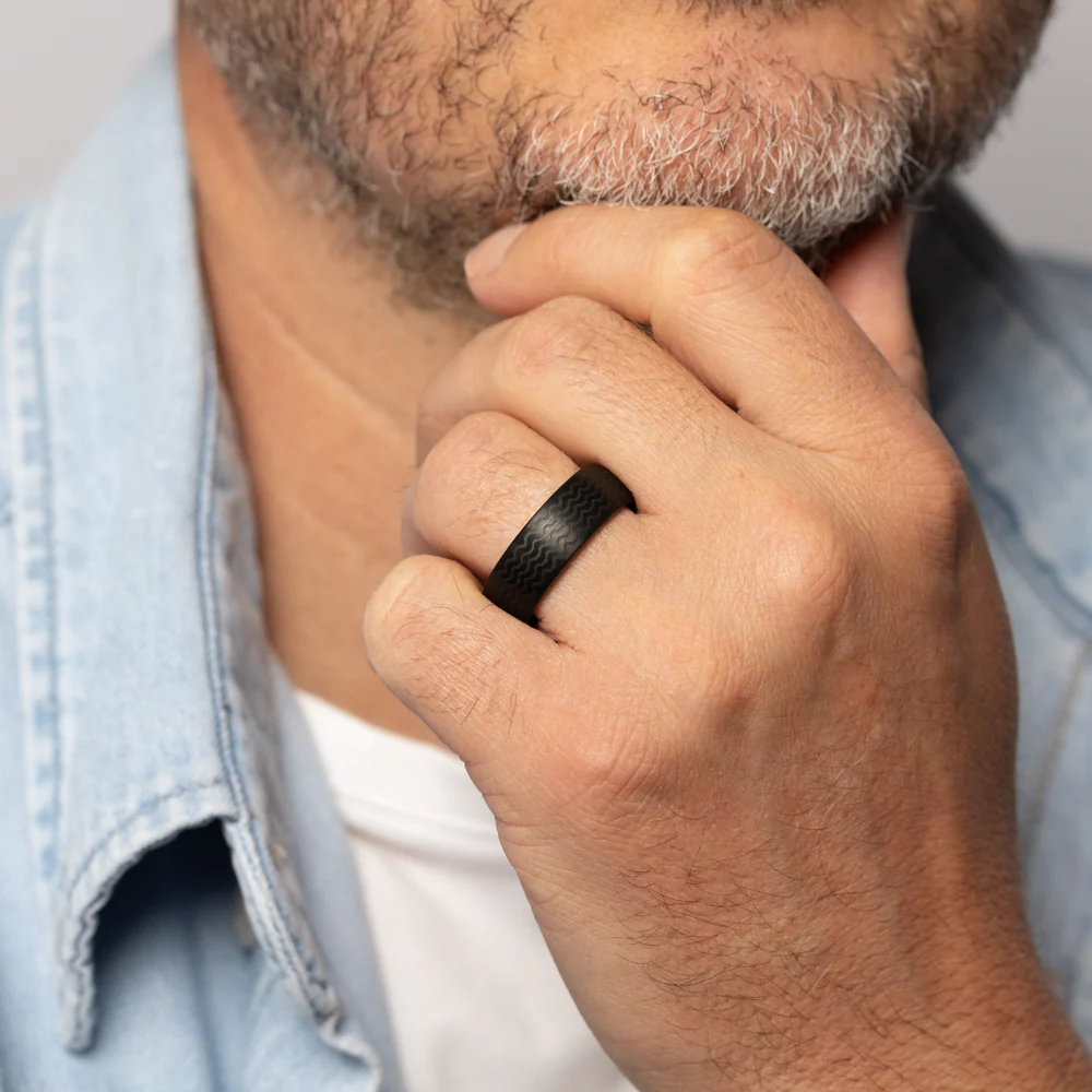 Textured Black Stainless Steel Ring - Image 2