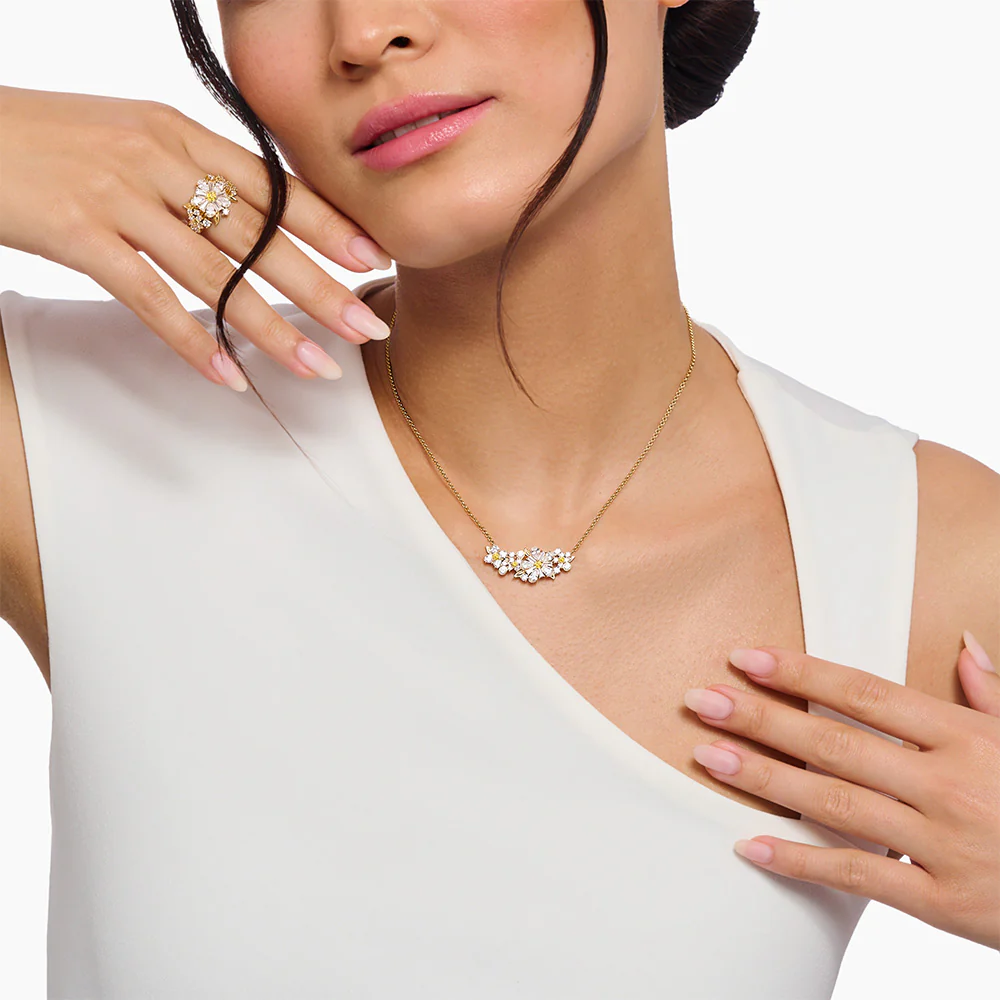 Thomas Sabo Blooming Yellow Gold-Plated Daisy Bouquet Necklace - Image 2