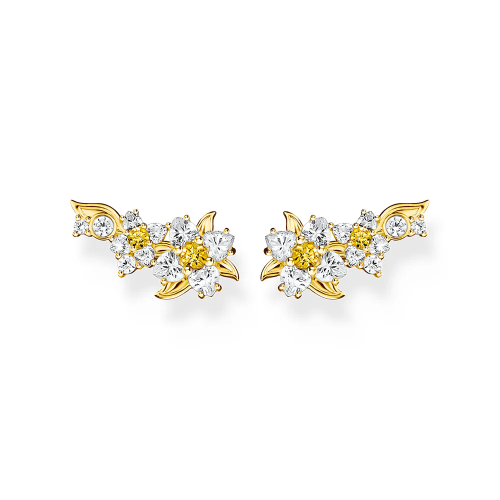 Thomas Sabo Blooming Yellow Gold-Plated Daisy CZ Ear Climbers - Image 2